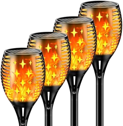 YoungPower Solar Torch Lights with Flicking Flame, Outdoor 43" Large Landscape Path Light Waterproof Flame for Garden Yard Patio, 4 Pack by YoungPower