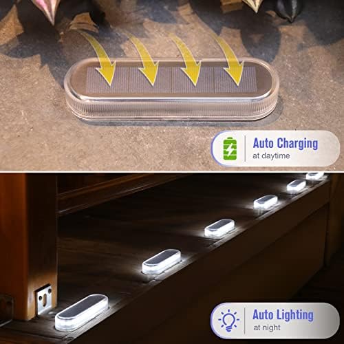 Solar Powered Driveway Lights, 4 Pack Solar Dock Deck Lights Outdoor-White - Image 5