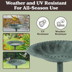 Pure Garden Antique Style Outdoor Bird Bath, Patina Green - Image 4