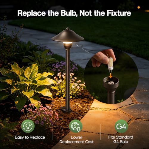 HIBOITEC 6P Low Voltage Pathway Lights with 3W 2700k Replaceable Bulb - Image 3