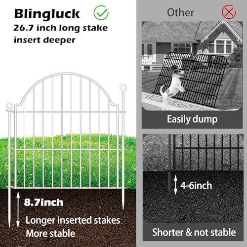 10 Panels No Dig Decorative Garden Fence for Yard, 24in(H) x 20ft(L), White - Image 3