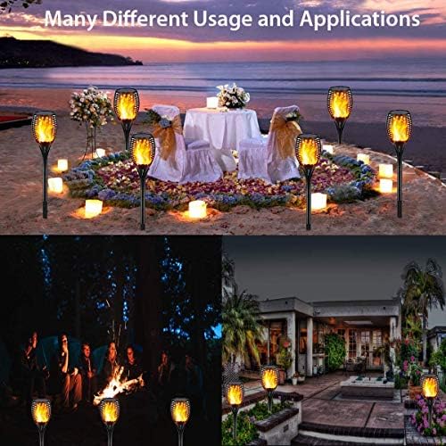 Gold Armour 2 Pack Solar Lights Upgraded - Flickering Flames Torch Solar Path Light - Dancing Flame Lighting 96 Led Dusk to Dawn Flickering Tiki Torches Outdoor Waterproof Garden - Image 4