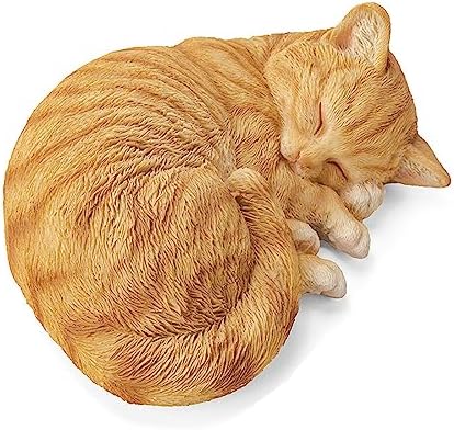 Sleeping Orange Tabby Cat Garden Statue Decor 8.27”L, Resin Realistic Sculptures Gift for Cats Lovers, Pet Memorial Stones for Loss of Pet, Kitty Figurine Art Decoration for Indoor Outdoor Home by bositigo