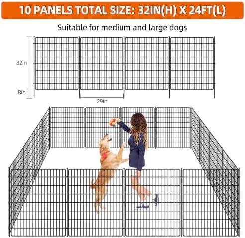 10 Panels No Dig Fence, 32 in(H) X 24 ft(L) Garden Decorative Fence Animal Barrier for Dogs, Rustproof Metal Garden Edging Border for Outdoor, Yard, Patio, Black - Image 2