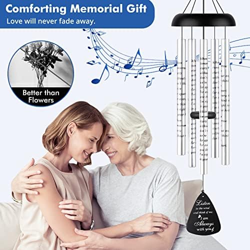 Fabuday 36'' Sympathy Wind Chimes Memorial Gift for Loss of Loved One Black - Image 3