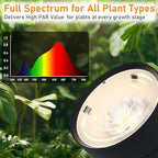 40W Plant Lights for Indoor Growing, Hanging Plant Lamp for Indoor Plants, Large Tall Plant, Garden, Flowers, Greenhouse, with Timer and 15ft Braided Cord, 3000K Full Spectrum, COB Bulb Aluminum Black - Image 2