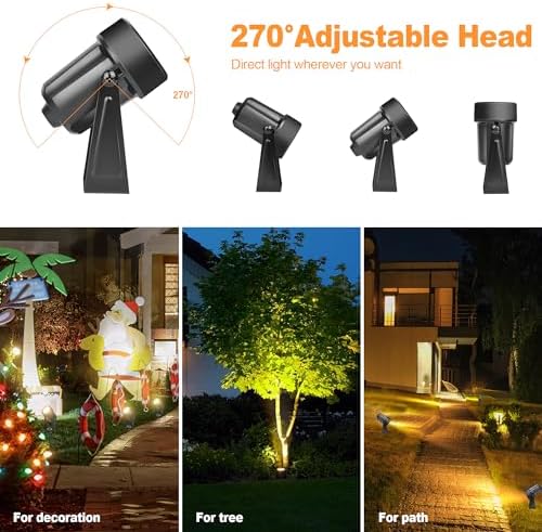 Outdoor Landscape lighting Low Voltage, 65.6FT Wired LED Spot light with Plug-in Transformer, IP65 Waterproof Outside Uplight 18W 1800LM for Yard Garden Tree Pathway House, Warm White 3000K, Pack of 6 - Image 3