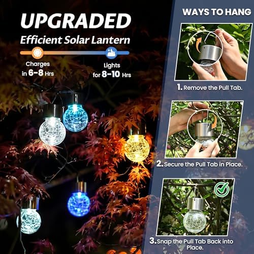 GIGALUMI Solar Lights Outdoor Garden Decor Hanging Lantern for Outside 12Pc - Image 2