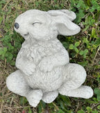 Giggling Laying on Back Rabbit Concrete Rabbit Garden Statue White Rabbit Figurine Stone Rabbit Memorial 1 by Unknown