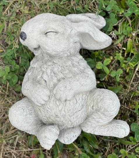 Giggling Laying on Back Rabbit Concrete Rabbit Garden Statue White Rabbit Figurine Stone Rabbit Memorial 1 by Unknown