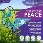 Premier Kites Triple Spinner Peace – Eye-Catching Garden Spinner with Colorful Triple Wheels, Durable Weather-Resistant Fabric, Easy Assembly, Outdoor Décor for Patios, Lawns, Gardens & Yards - Image 2