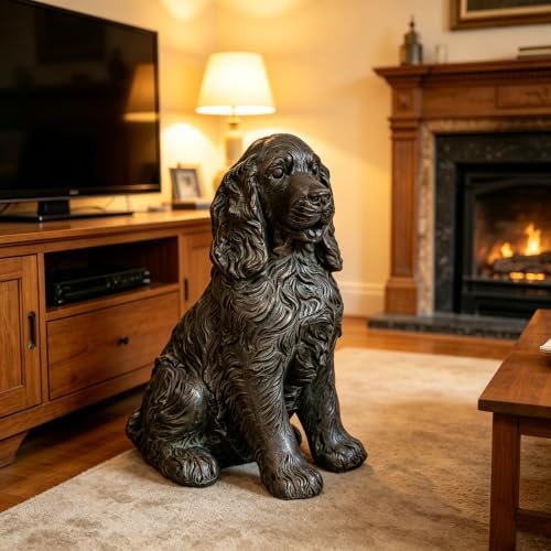 18" Resin Cocker Spaniel Dog Statue Hunting Sculpture Grey by Unknown