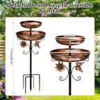 2 in1Bird Bath for Outside,45" Bird Feeder Stand for Outside,Metal Bird Bath with 5-Pronged Base for Garden Patio Yard Lawn Decor (Antique Bronze) - Image 6