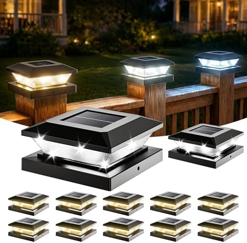 4x4 Solar Post Cap Lights - 12 Pack Fence Deck Post Solar Powered Lights by Unknown