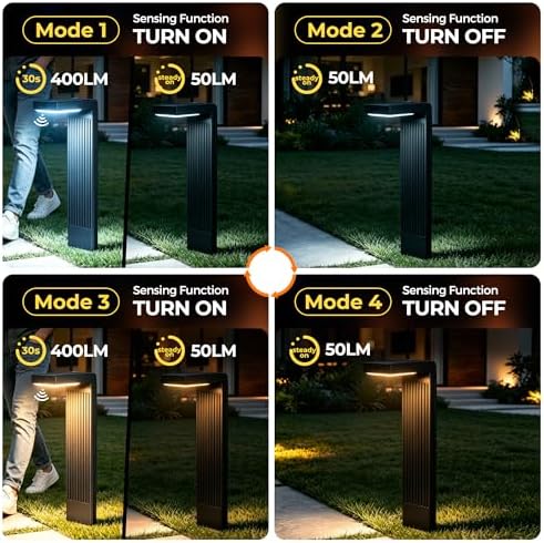 COXSENI Motion Sensor Solar Pathway Lights Outdoor,6 Working Modes,4 Pack - Image 4