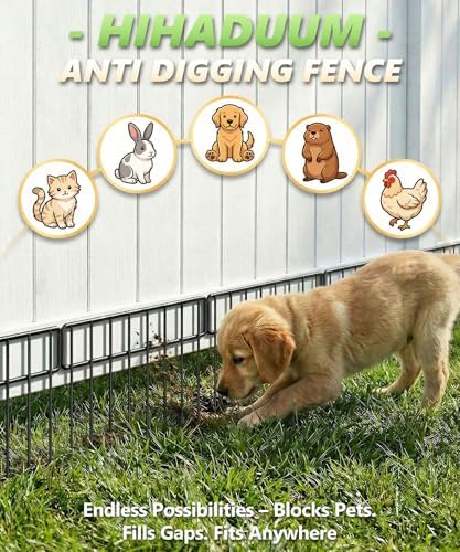 HIHADUUM 20Ft(L) X 13Inch(H) Animal Barrier Fence - 14 Pack Garden Fence Panels, Metal Garden Edging Fence Border No Dig Fencing for Dog Rabbits Ground Stakes Defense and Outdoor Patio Fence Extension - Image 7