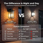 2-Pack 13-Inch Matte Black Outdoor Wall Light, All-Metal Frame - Image 6