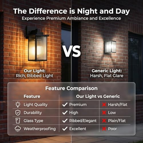 13-Inch Matte Black Outdoor Wall Light, All-Metal Frame Porch Light - Image 7
