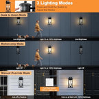 16in 2-Light Black Outdoor Wall Lights Motion Sensor Porch Light - Image 4