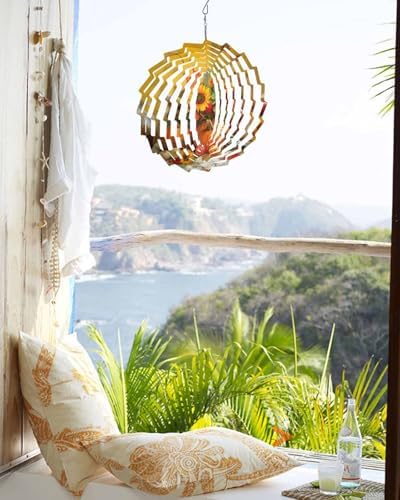Thanksgiving Fall Wind Spinner for Yard and Garden, Sunflowers Bird Orange Pumpkin Hanging Wind Spinner Outdoor 3D Kinetic Wind Sculpture Spinners Indoor Outdoor Patio Décor Ornaments Gift 12 inch - Image 4