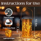 DIBIEECN Birthday Gifts for Women Mom Grandma Wife, Solar Lanterns Outdoor Waterproof, Metal Hanging Lights Garden Decor, LED Decorative Lantern for Patio Porch Backyard, Fairy, 1 Pack - Image 4