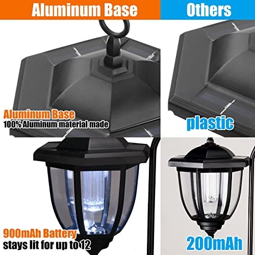 Retisee 6 Pcs 34" Hanging Solar Lantern Lights with Dual Use Shepherd Hooks Outdoor LED Garden Lanterns Decorative Waterproof Pathway Solar Coach Lights for Garden Patio - Image 4