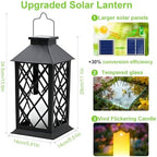 2 Pack 14'' Large Tempered Glass Solar Lanterns Outdoor Waterproof - Image 3