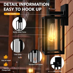 Outdoor Wall Light Fixtures Exterior Waterproof Porch Lights Outdoor Anti-Rust Wall Lantern with Clear Glass Patio Sconce Light - 2 Pack - Image 5