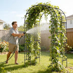 Miory Garden Arch Trellis for Climbing Plants Outdoor, 3.9x7.9ft Steel with PE Coating, Garden Archway for Vegetable, Vines, Wedding Arbor (Black) - Image 3