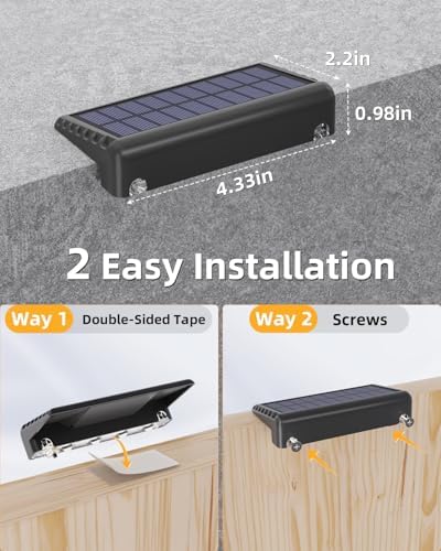 VOLISUN Solar Deck Lights 8 Pack, Warm White Glow LED Large Size Lamp, IP65 Waterproof Step Lights Outdoor for Deck, Step, Fence, Railing, Wall and Stairs (Black) - Image 5