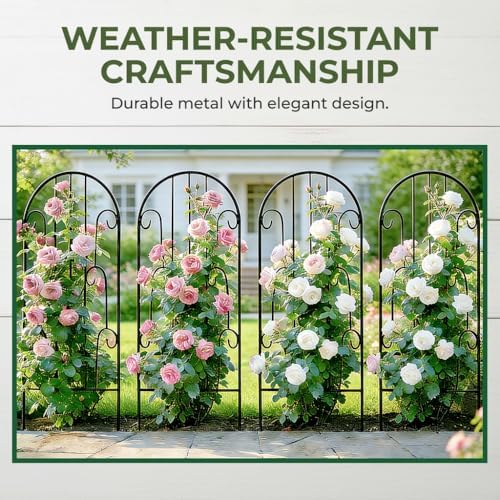 4 Pack Arched Iron Trellis, 45" H x 15.9" W, Decorative Scrollwork - Image 2