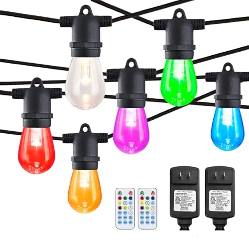Outdoor String Lights 96FT Color Changing Solar Patio Lights, Waterproof Fairy Lights for Backyard, Garden, Pergola, Deck, Bistro, Outdoor Lighting with Remote & 8 Modes by IPStank