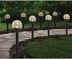 Solar Powered Black LED Landscape Crackle Glass Ball Path Lights 3 Lumens, Weatherproof Outdoor Lighting (6-Pack) - Image 3