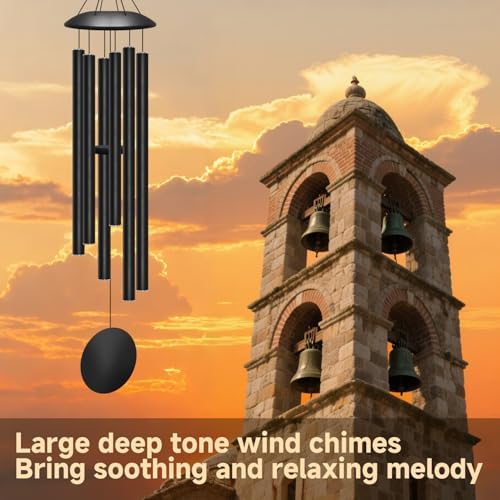 45" Large Wind Chimes for Outside, 6 Thick and Bold Aluminum Tubes (Black) - Image 4