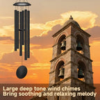 45" Large Wind Chimes for Outside, 6 Thick and Bold Aluminum Tubes (Black) - Image 4