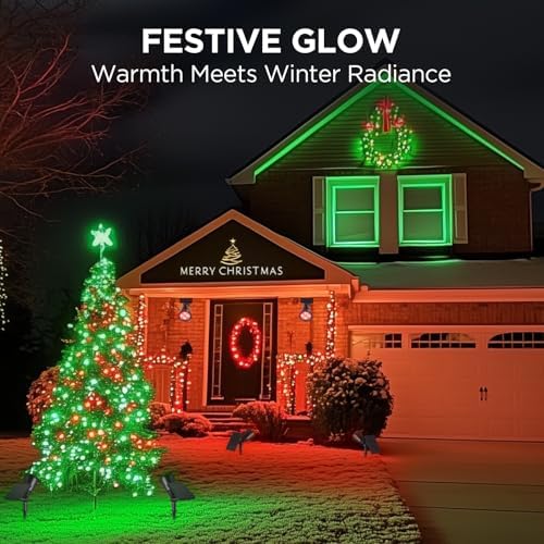 InnoGear 2 Solar Lights Outdoor for Halloween Christmas Xmas, Red & Green - Image 3