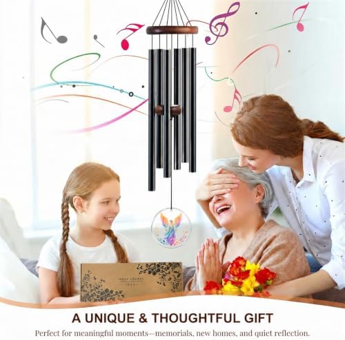 Angel Wind Chimes for Outside, Deep Tone Outdoor Wind Chime with Colorful Wind Catcher, 6 Aluminum Tubes, Garden Porch Patio Decor, Memorial & Birthday Gift - Image 5