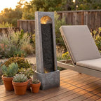 39" Modern Tall Outdoor Water Fountain Vertical Cascading Waterfall Feature - Image 4