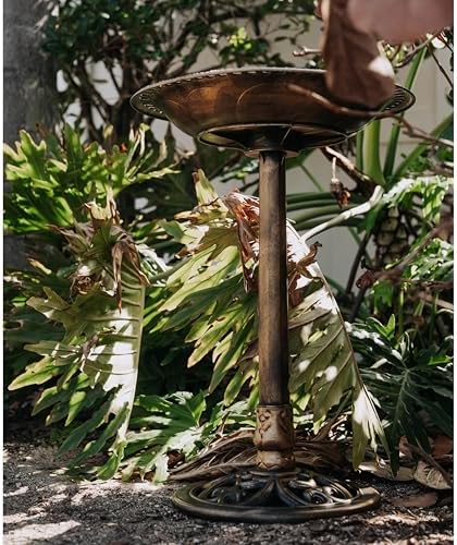 Backyard Expressions Outdoor Garden Bird Bath with Bird - Bronze - Weather Resistant Polyresin - 30 Inch - Image 6