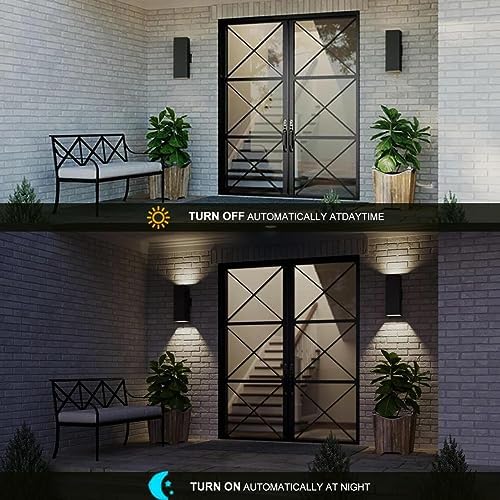 Dawn to Dusk Outdoor Light Fixtures Wall Mount 2 Pack, LED Modern Up Down Lighting Outdoor Wall Sconce Lights 2700k, 13" Black Outside exterior lights for House Porch Garage,IP65,UL Listed (Black) - Image 5