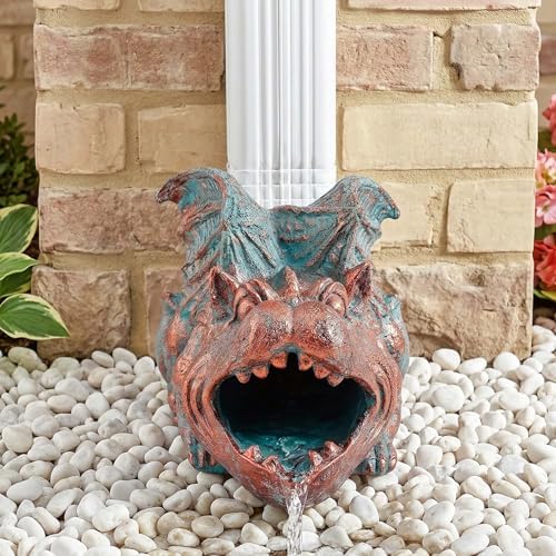 Gothic Gargoyle Gutter Guardian Rain Downspout Extension Outdoor Statue, 12 Inch High, Cast Stone Resin, Bronze Stone Finish for 3"x4" Decorative Gutter Extension - Image 4