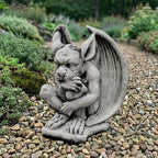 OLOMA Fantasy Guardian Gargoyle Concrete Garden Statue Gothic Beast Sculpture Handmade Cement Mythical Creature Figurine Outdoor Yard Decor Lawn Patio Porch Halloween Medieval Ornament - Image 3