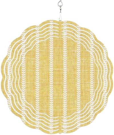 12 Inch Simple Lines Wind Spinner for Yard and Garden,Modern Country Minimalist Print Boho Yellow Hanging Ornaments Outdoor 3D Kinetic Wind Sculpture Spinners Indoor Outdoor Patio Décor Gift by Unknown