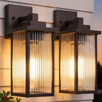 2-Pack 13" Oil-Rubbed Bronze Outdoor Wall Light, All-Metal Porch Light by hameso