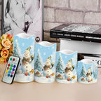 Christmas Snowman Flameless Candles with Timer and Remote Christmas Candles Battery Candles Flickering Set of 4 Indoor Christmas Decorations for Home Fireplace Dining Room - Image 4