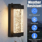 Black Wall Sconce with K9 Crystal Bubble and Dusk to Dawn Sensor, Exterior LED Wall Mounted Light, Modern Porch Lantern, Light Fixture for Indoor and Outdoor - Image 4