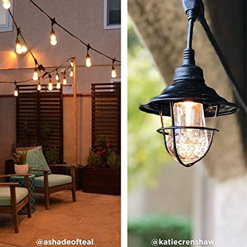 Enbrighten Vintage Outdoor String Lights, 48ft, 24 Bulbs, White Light Only - Image 4