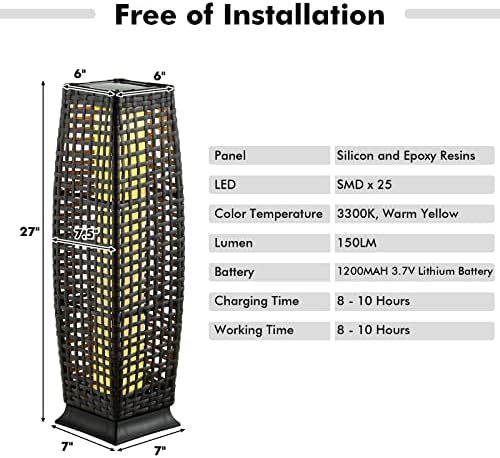 Tangkula 2-Piece Outdoor Solar Powered Floor Lamps - Image 2