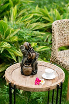 Water Fountain Decor, 6.3x5.1x10.8 Decorative 3 Tier Small Fountain with Pot Design for Patio Deck Pond Yard Home Decor, Brown - Image 3