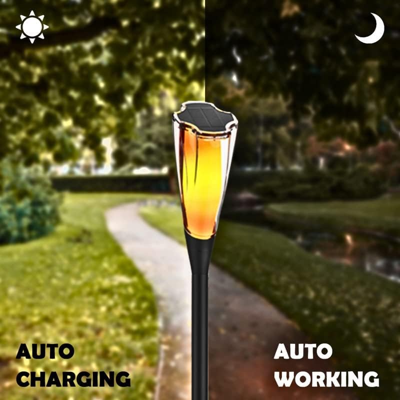12 Led Solar Torch Light 360° Luminous Range Outdoor Lawn Lamp Flickering Flame Beating Effect Waterproof for Daily Use Festivel/Party Decor (12 Led Pack of 1) - Image 6